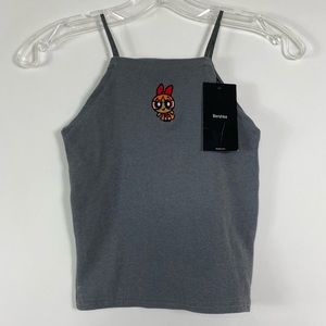 Bershka Blossom Powerpuff girls Gray Tank top NWT